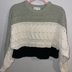 Planet Gold Women's Sweater - Sage, Ivory, and Black